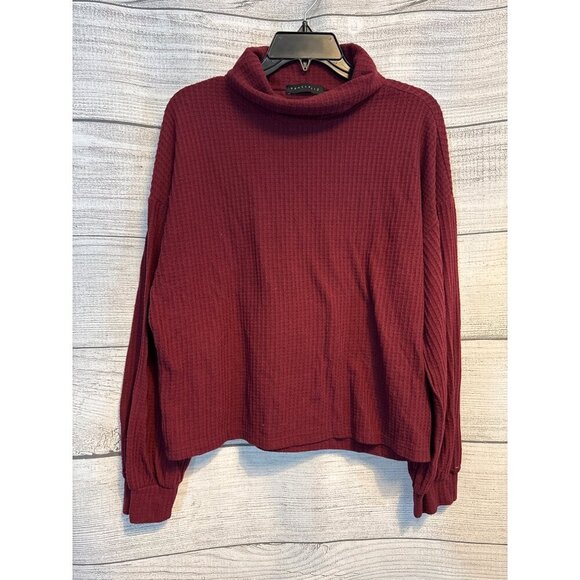 Sanctuary Burgundy Waffle Knit Turtleneck Sweater Pullover - Picture 1 of 3
